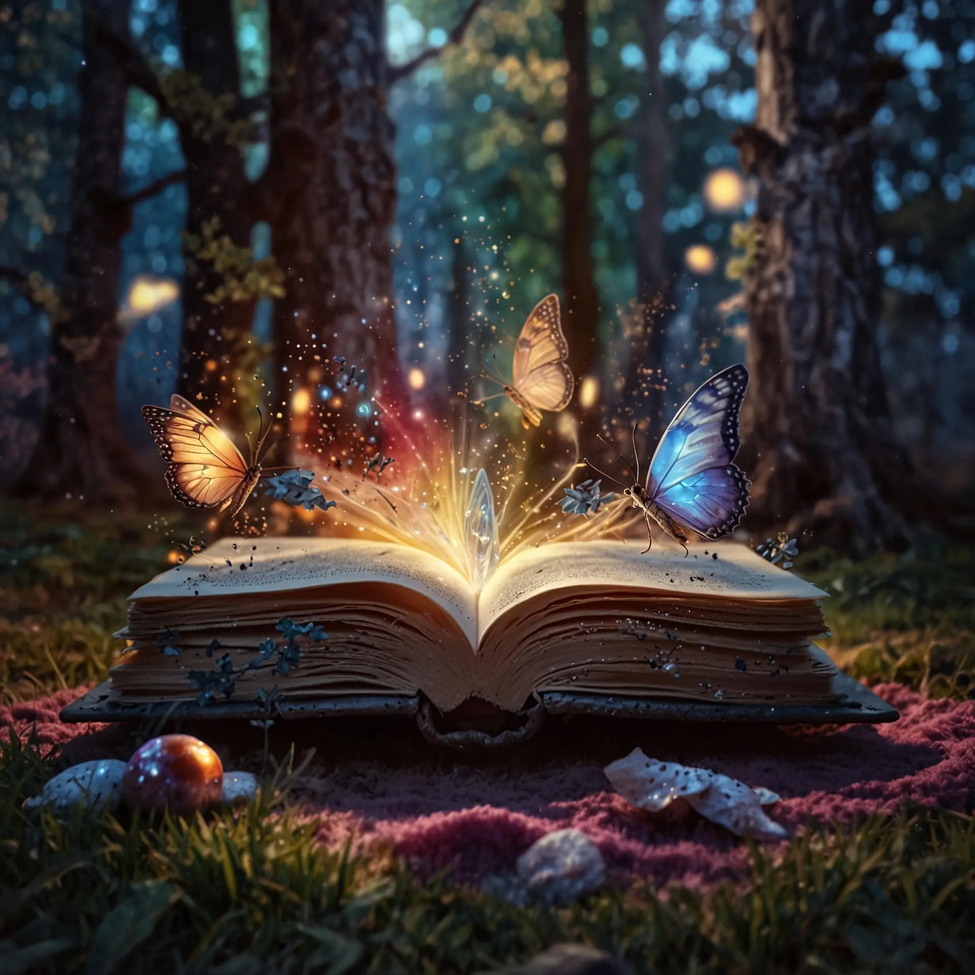 Open book with light